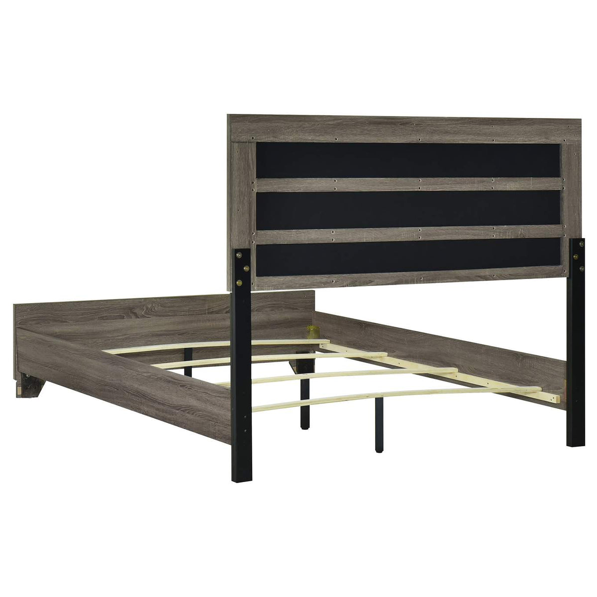 223341Q Wright 52-inch Upholstered Queen Bed Brown Oak