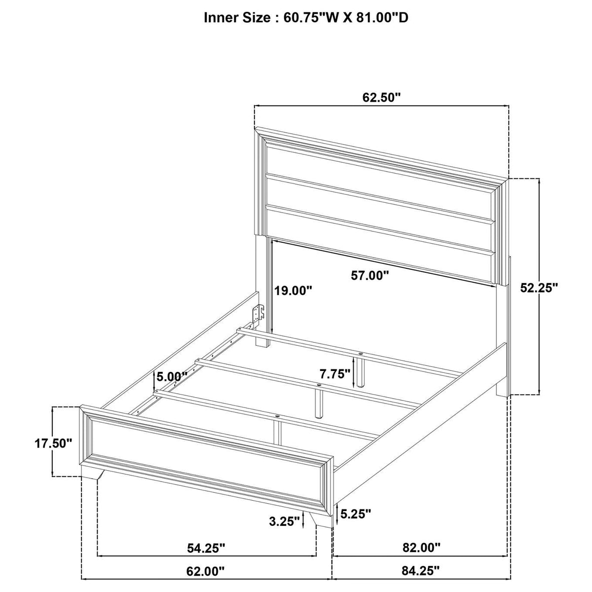 223341Q Wright 52-inch Upholstered Queen Bed Brown Oak
