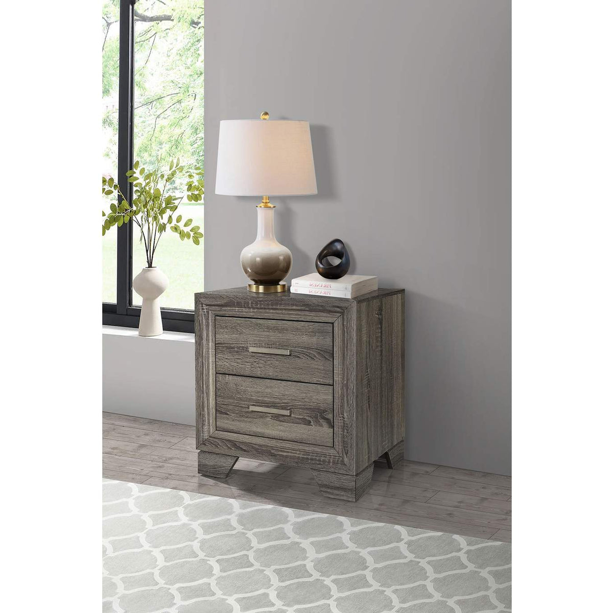 223342 Wright 2-drawer Nightstand Bedside Table Brown Oak