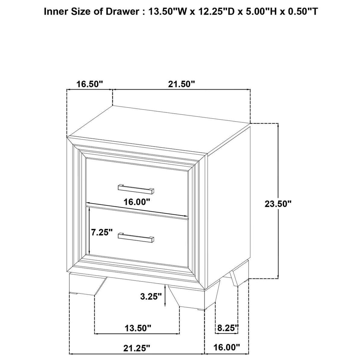 223342 Wright 2-drawer Nightstand Bedside Table Brown Oak
