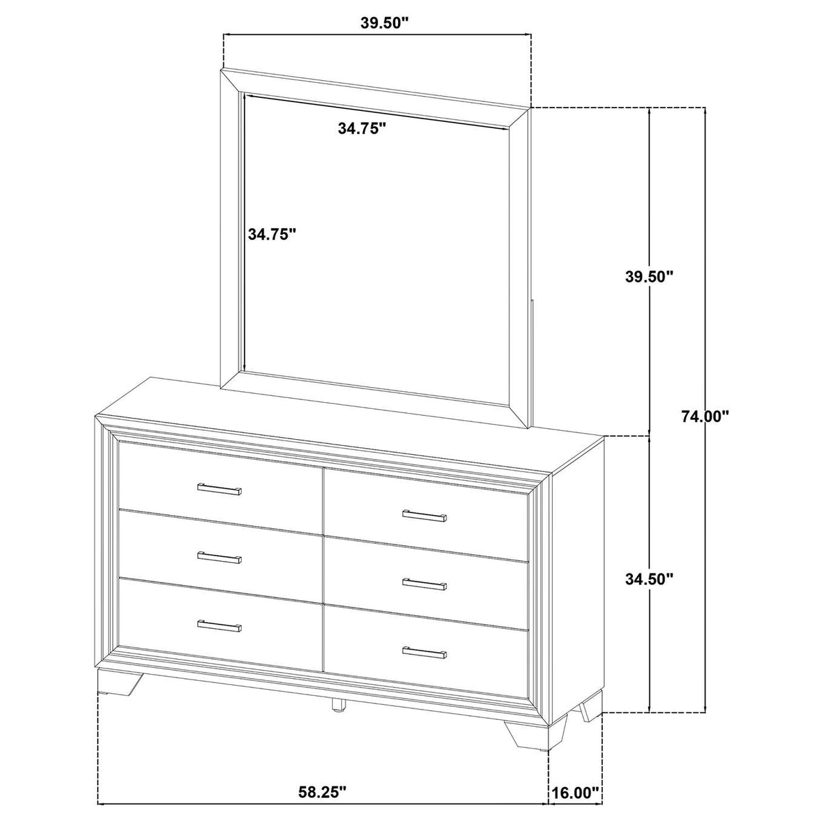 223343M Wright 6-drawer Dresser and Mirror Brown Oak
