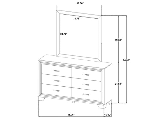 223343M Wright 6-drawer Dresser and Mirror Brown Oak