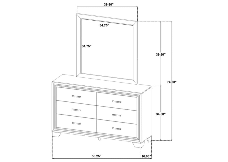 223343M Wright 6-drawer Dresser and Mirror Brown Oak