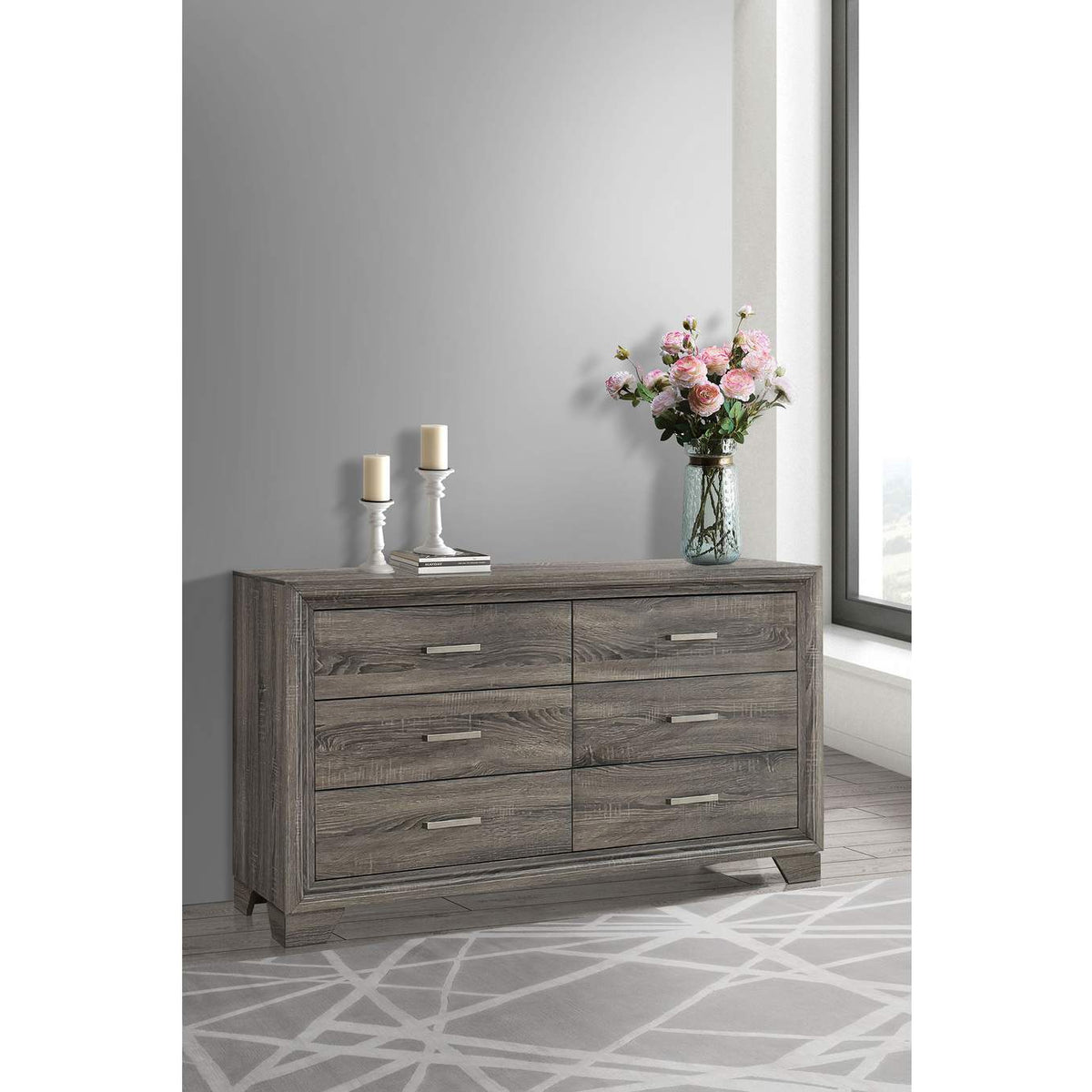 223343 Wright 6-drawer Dresser Cabinet Brown Oak