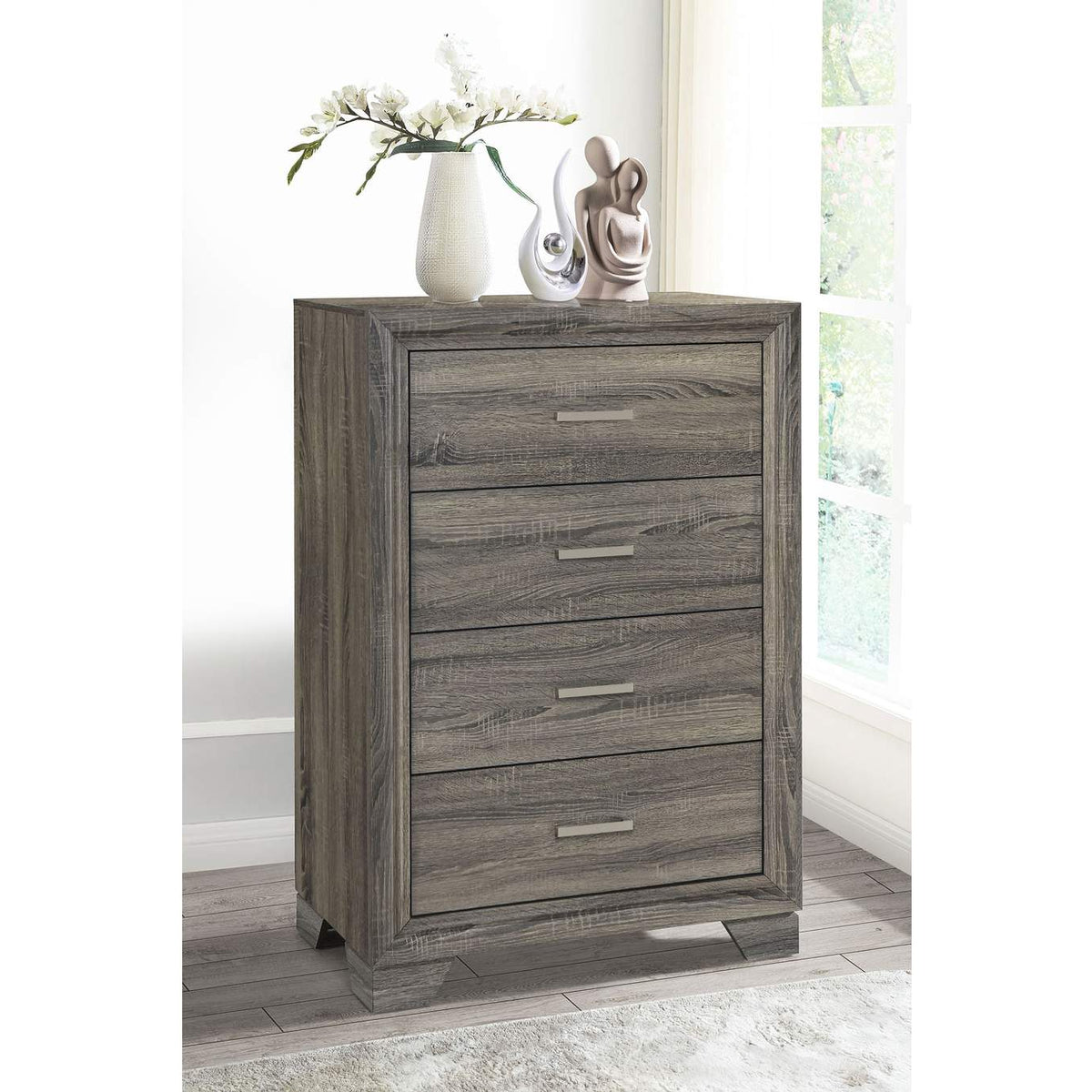 223345 Wright 4-drawer Chest of Drawers Brown Oak