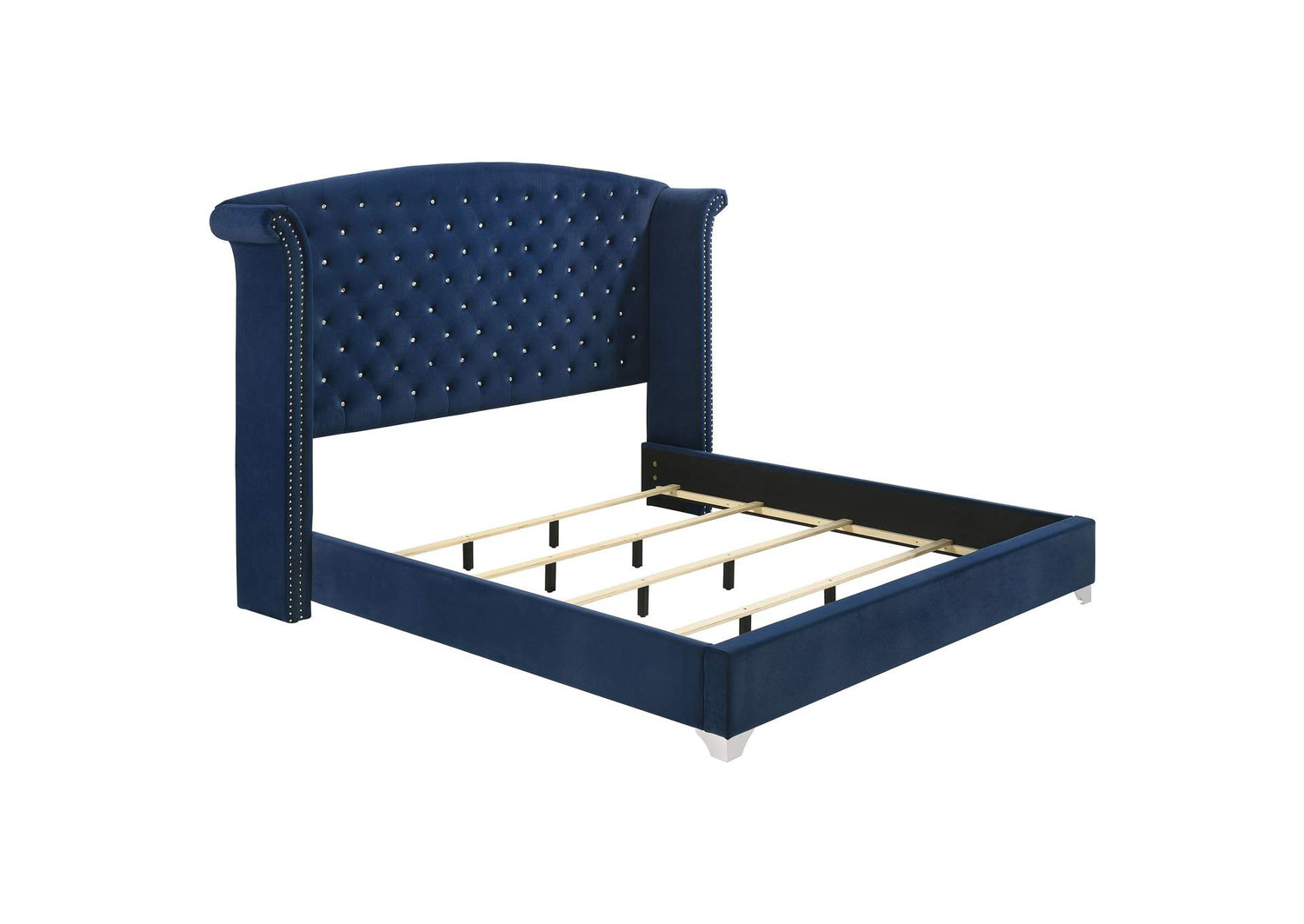 Melody Upholstered Eastern King Wingback Bed Pacific Blue