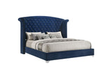 223371KE Melody Upholstered Eastern King Wingback Bed Pacific Blue