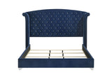 223371KE Melody Upholstered Eastern King Wingback Bed Pacific Blue