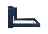 223371KE Melody Upholstered Eastern King Wingback Bed Pacific Blue