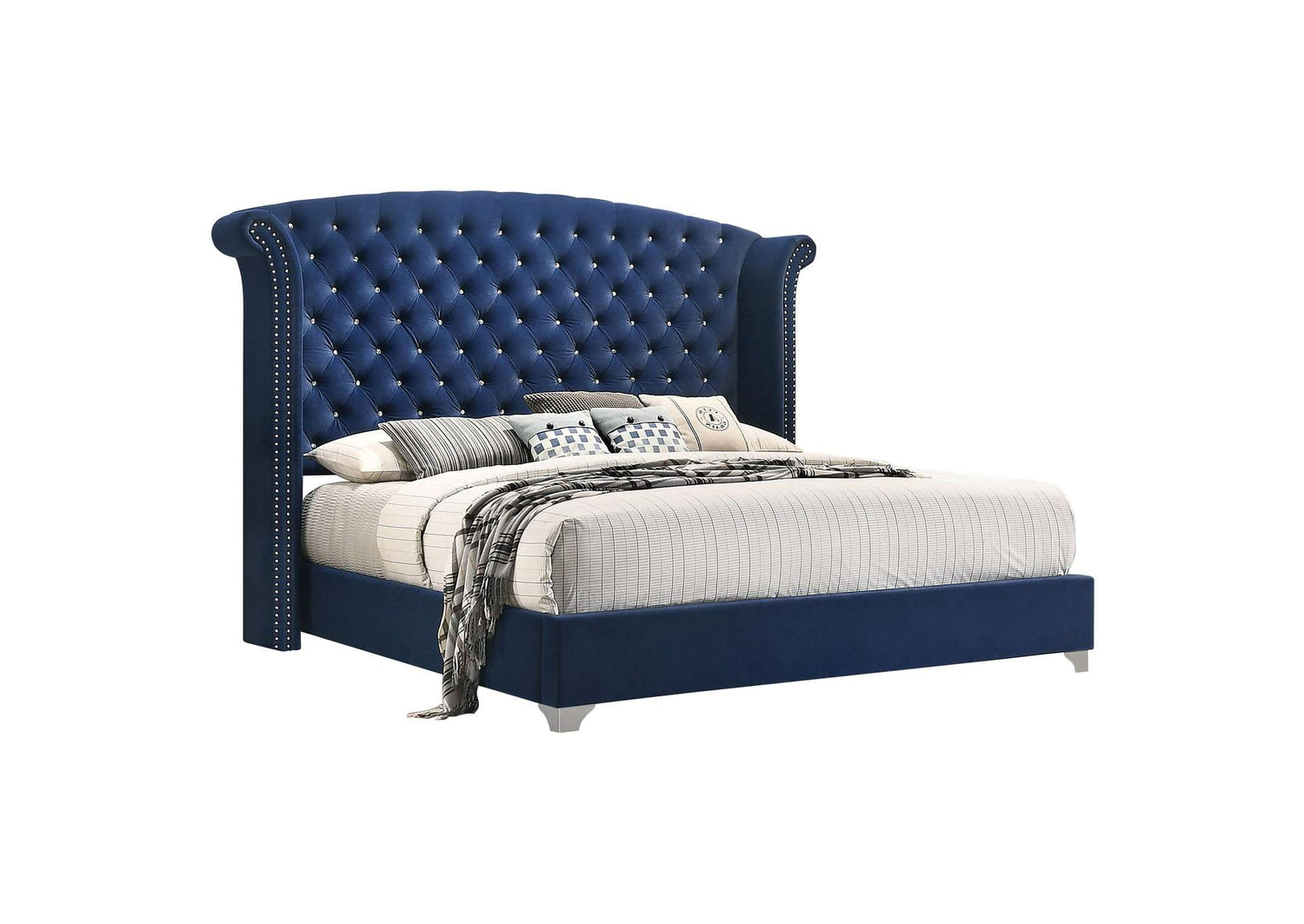 Melody Upholstered California King Wingback Bed Pacific Blue