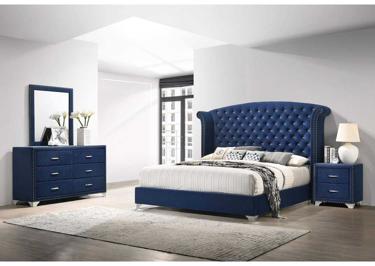 Melody 4-piece Queen Bedroom Set Pacific Blue