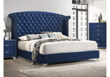 223371Q Melody Upholstered Queen Wingback Bed Pacific Blue
