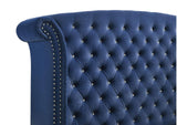 223371Q Melody Upholstered Queen Wingback Bed Pacific Blue