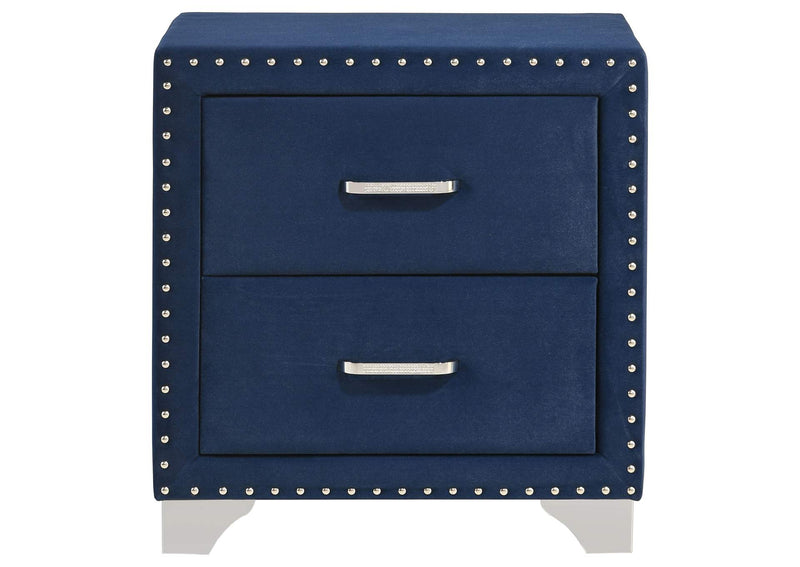 223372 Melody Upholstered 2-drawer Nightstand Pacific Blue