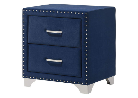 223372 Melody Upholstered 2-drawer Nightstand Pacific Blue