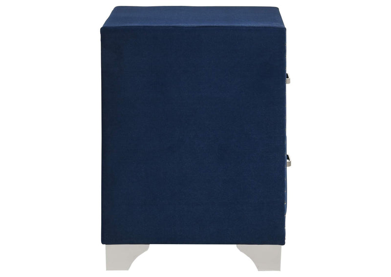 223372 Melody Upholstered 2-drawer Nightstand Pacific Blue