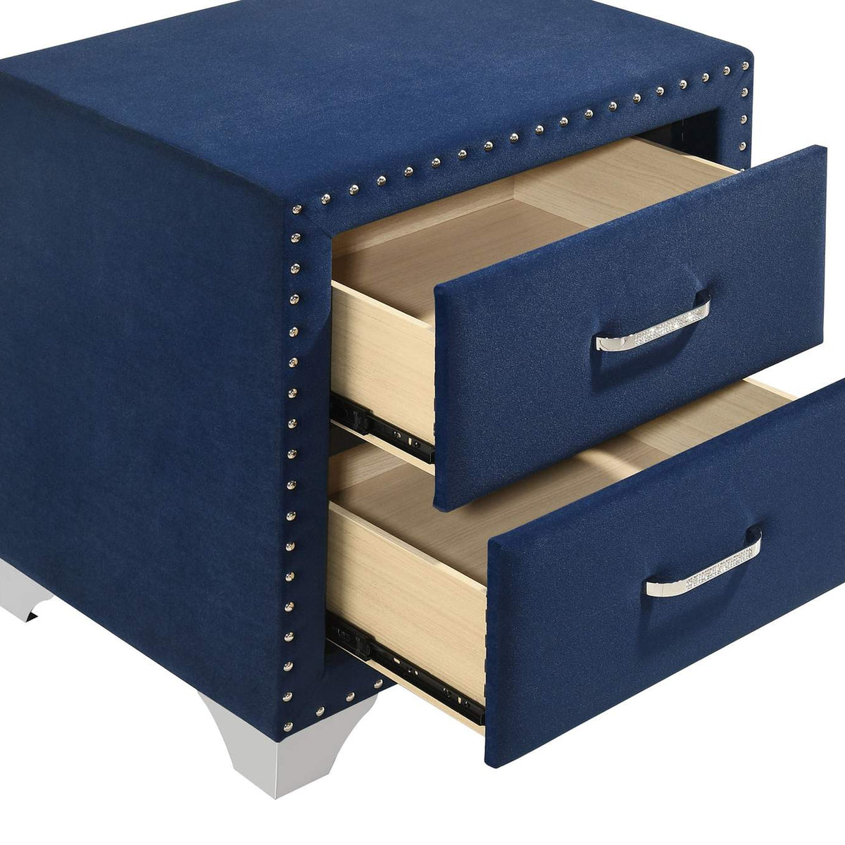 223372 Melody Upholstered 2-drawer Nightstand Pacific Blue