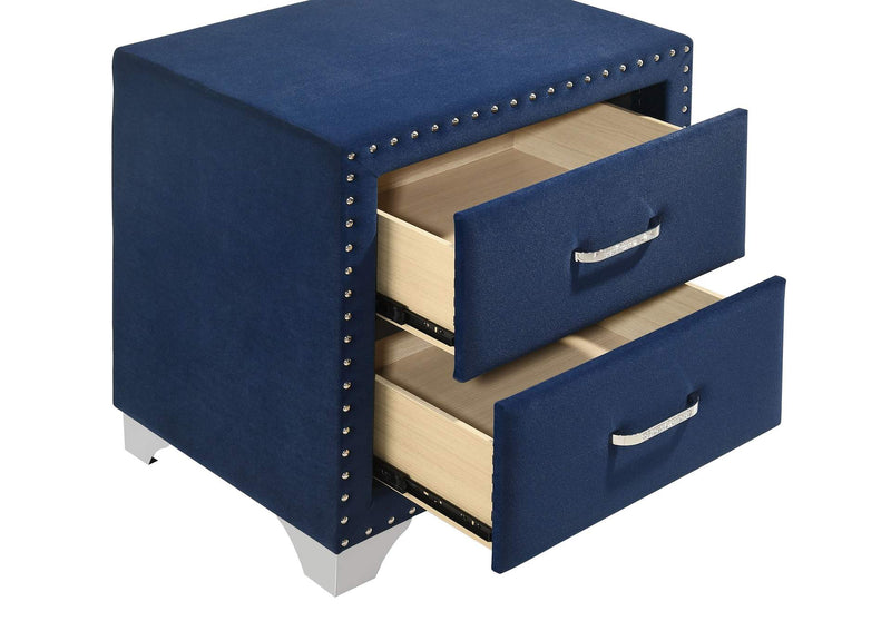 223372 Melody Upholstered 2-drawer Nightstand Pacific Blue