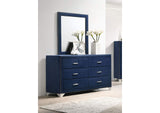 223373M Melody 6-drawer Upholstered Dresser with Mirror Pacific Blue