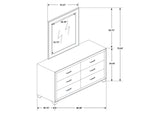 223373M Melody 6-drawer Upholstered Dresser with Mirror Pacific Blue