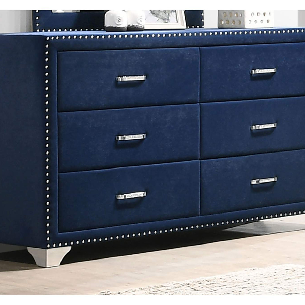 223373 Melody 6-drawer Upholstered Dresser Pacific Blue
