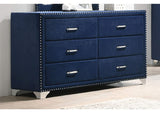 223373 Melody 6-drawer Upholstered Dresser Pacific Blue