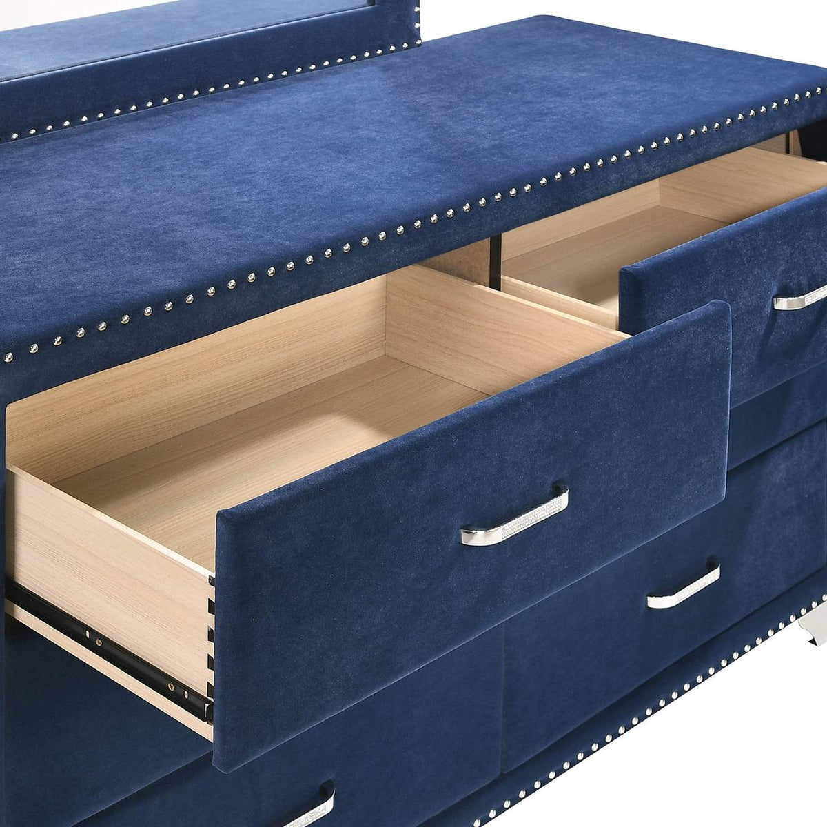 223373 Melody 6-drawer Upholstered Dresser Pacific Blue