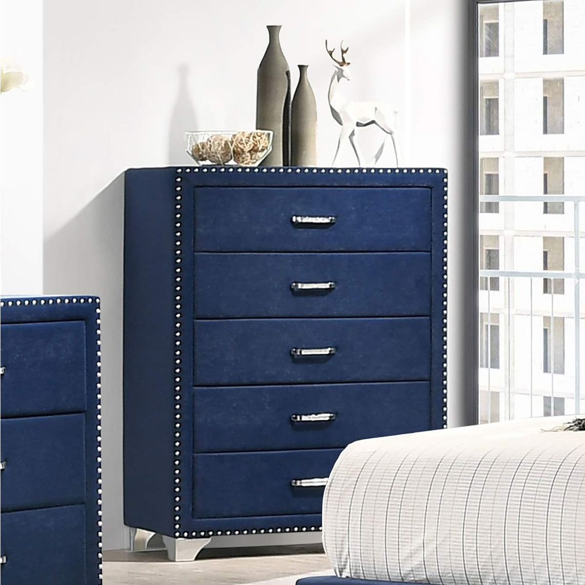 223375 Melody 5-drawer Bedroom Chest Pacific Blue