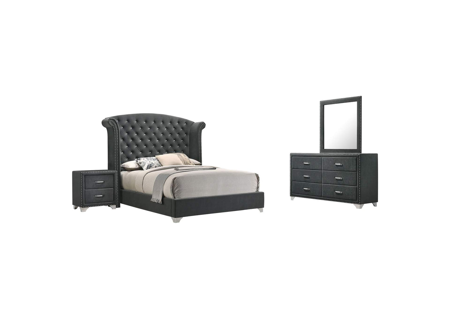Melody 4-piece Eastern King Bedroom Set Grey