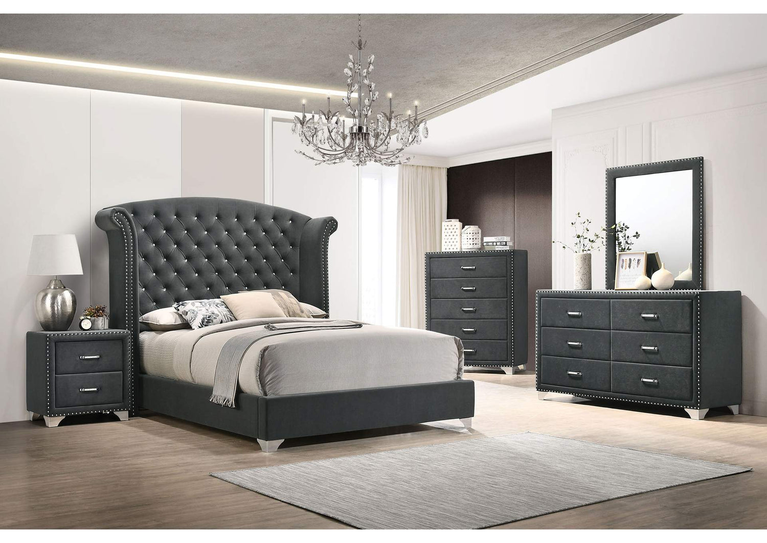 Melody 5-piece Eastern King Bedroom Set Grey