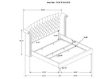 223381KE Melody Upholstered Eastern King Wingback Bed Grey