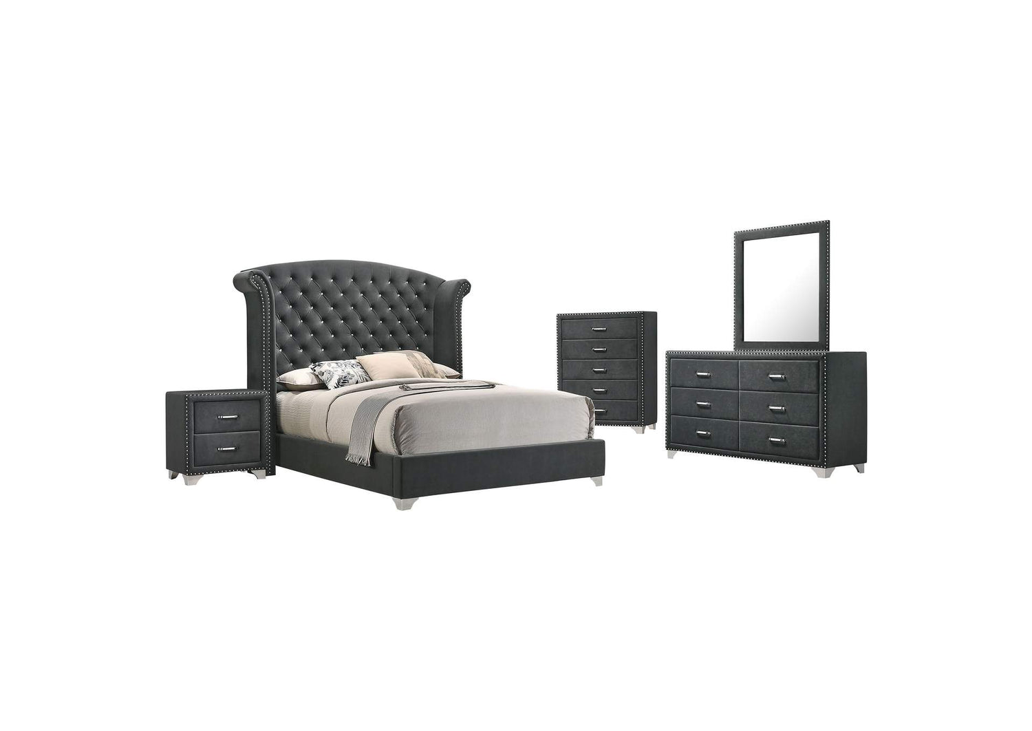 Melody 5-piece California King Bedroom Set Grey