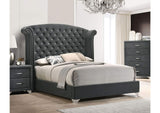 223381Q Melody Upholstered Queen Wingback Bed Grey