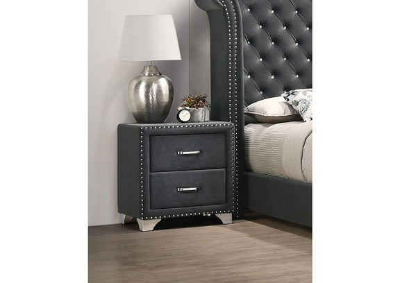 223382 Melody Upholstered 2-drawer Nightstand Grey