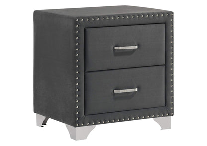 223382 Melody Upholstered 2-drawer Nightstand Grey