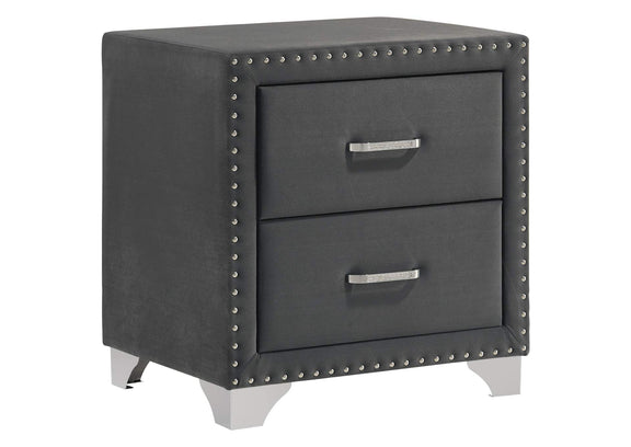 223382 Melody Upholstered 2-drawer Nightstand Grey