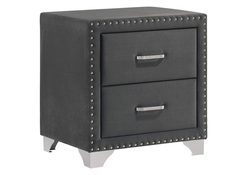 223382 Melody Upholstered 2-drawer Nightstand Grey