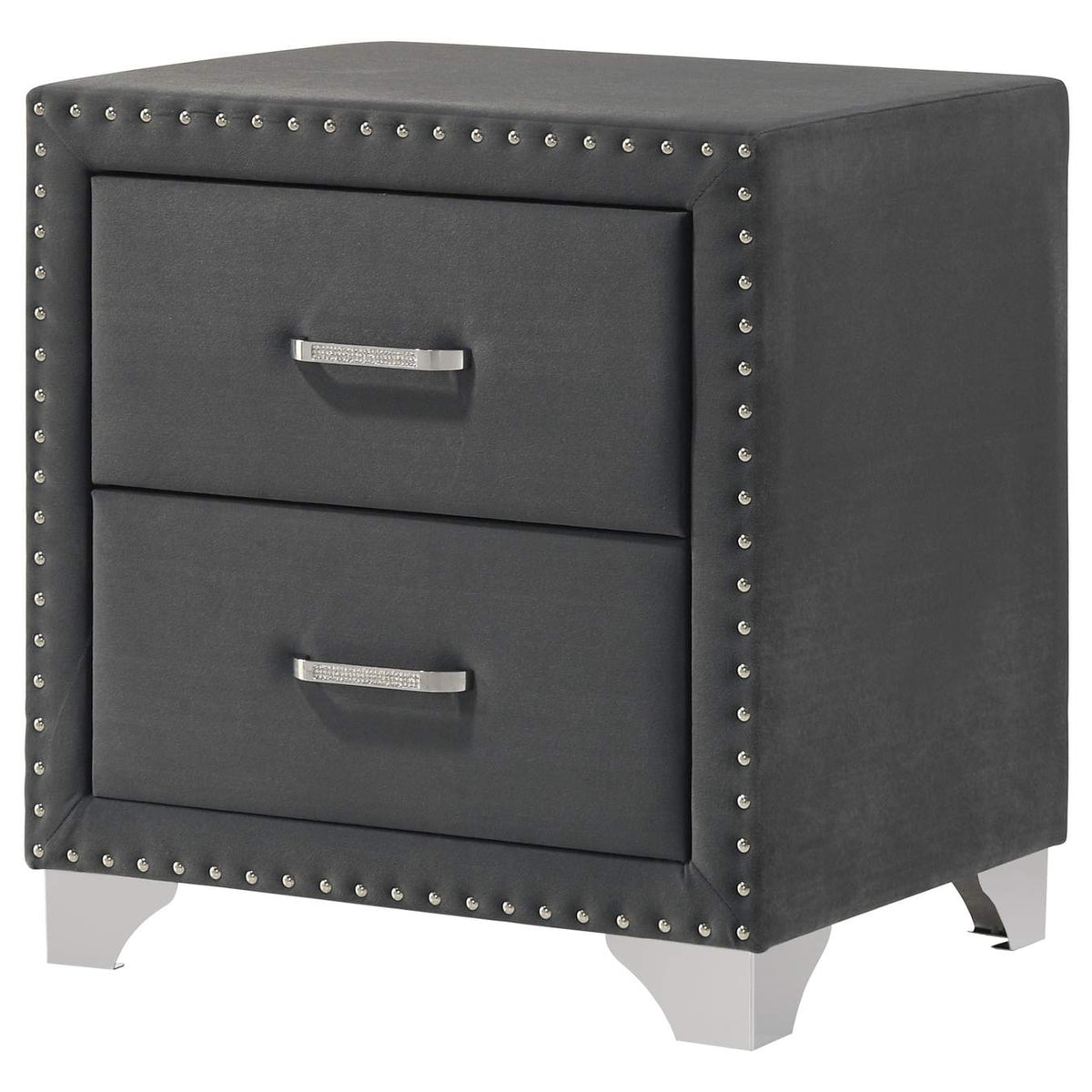 223382 Melody Upholstered 2-drawer Nightstand Grey