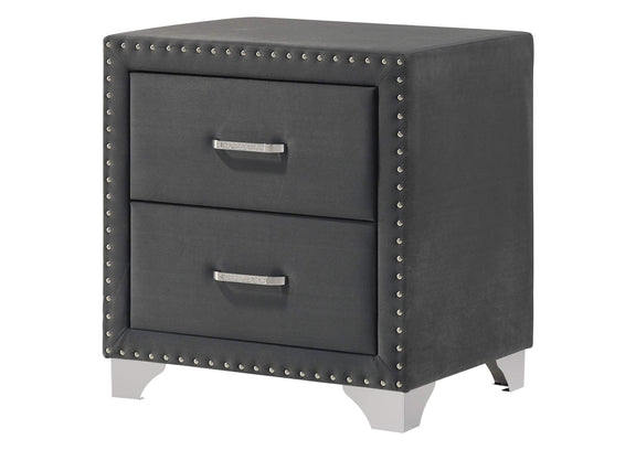 223382 Melody Upholstered 2-drawer Nightstand Grey