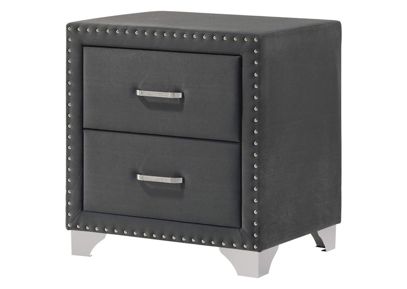 223382 Melody Upholstered 2-drawer Nightstand Grey