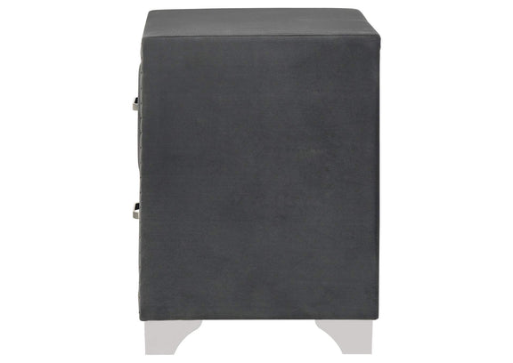 223382 Melody Upholstered 2-drawer Nightstand Grey