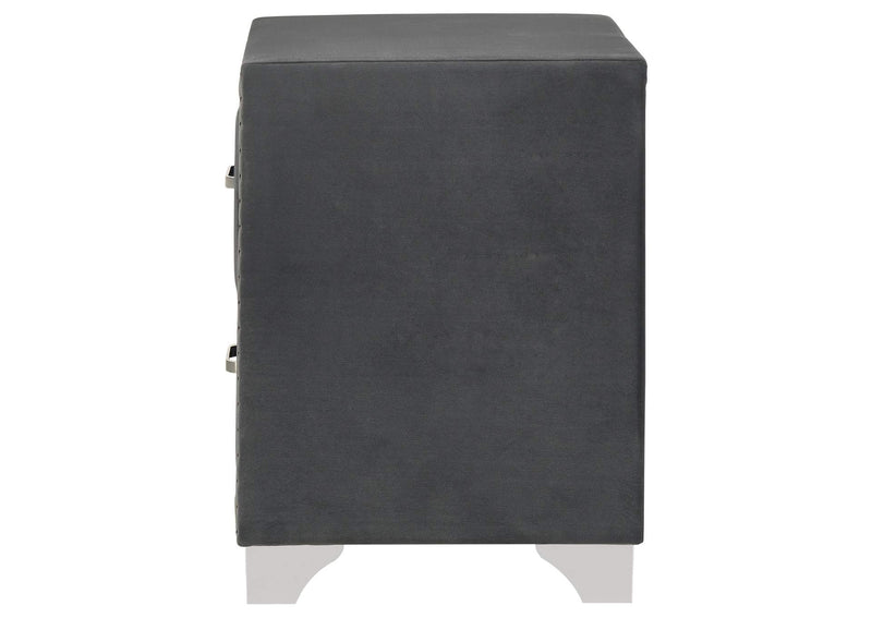 223382 Melody Upholstered 2-drawer Nightstand Grey