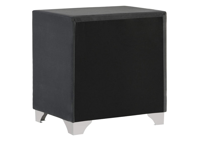 223382 Melody Upholstered 2-drawer Nightstand Grey