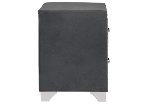 223382 Melody Upholstered 2-drawer Nightstand Grey