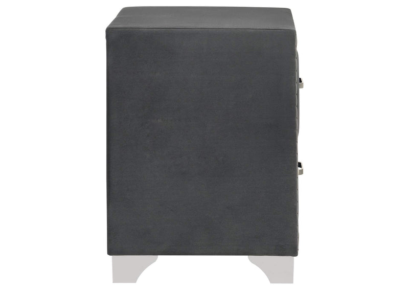 223382 Melody Upholstered 2-drawer Nightstand Grey
