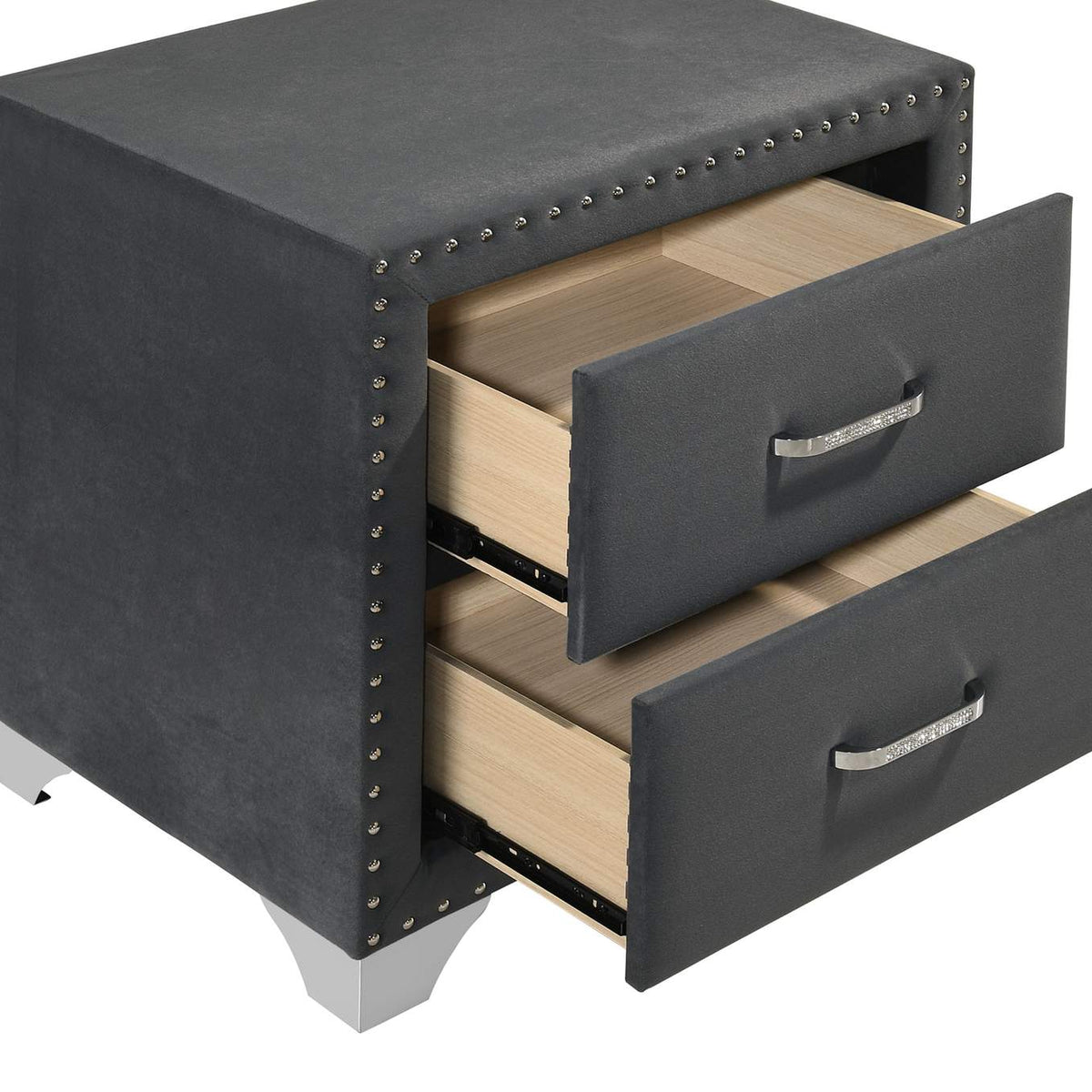 223382 Melody Upholstered 2-drawer Nightstand Grey
