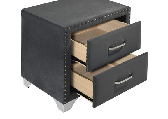 223382 Melody Upholstered 2-drawer Nightstand Grey