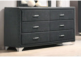 223383 Melody 6-drawer Upholstered Dresser Grey
