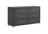 223383 Melody 6-drawer Upholstered Dresser Grey