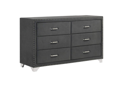 223383 Melody 6-drawer Upholstered Dresser Grey